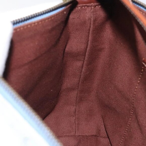 CELINE C Macadam Canvas Shoulder Bag Suede Leather Blue Gold Auth - Picture 12 of 16